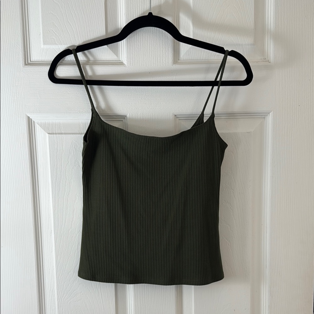 Reformation Green Ribbed Fitted Crop Camisole - sz M